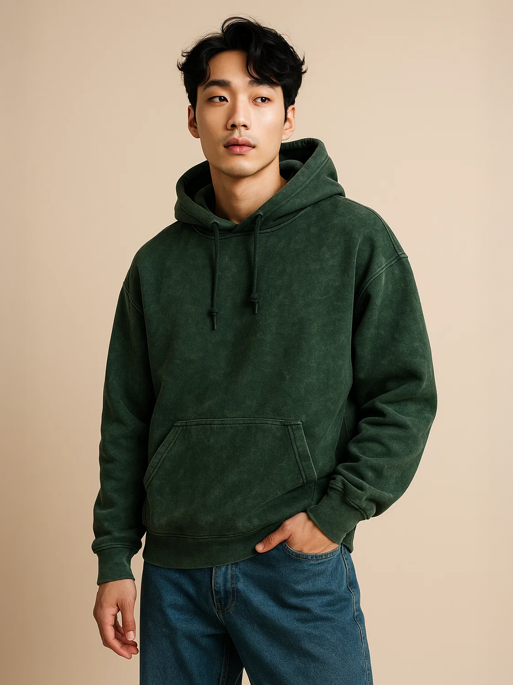 Unisex Acid Washed Green Hoodie HYPEFUSION