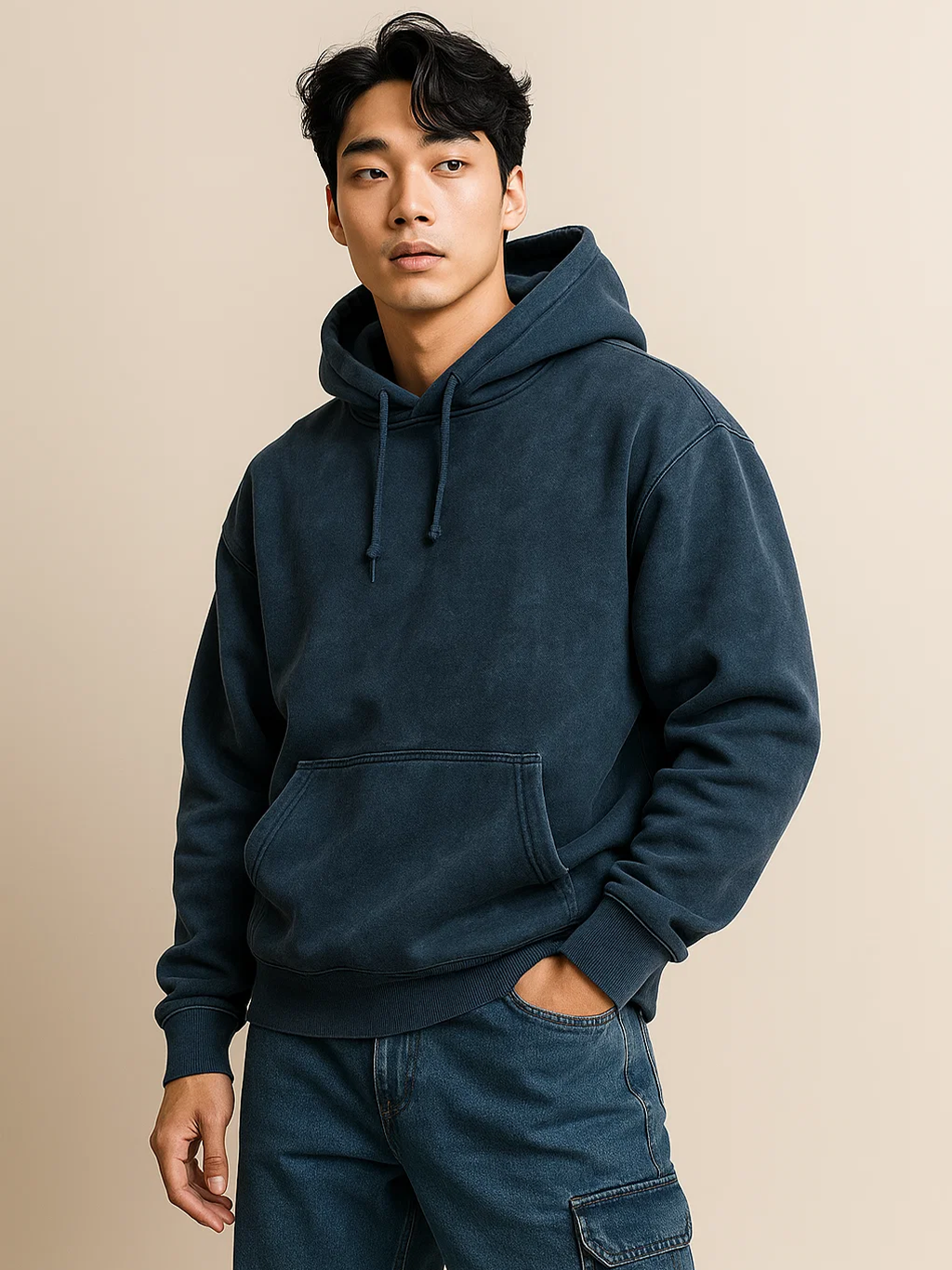 Unisex Acid Washed Blue Hoodie HYPEFUSION