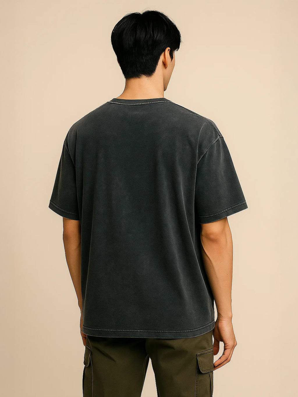 Navy Blue Acid Washed Oversized T-Shirt HYPEFUSION