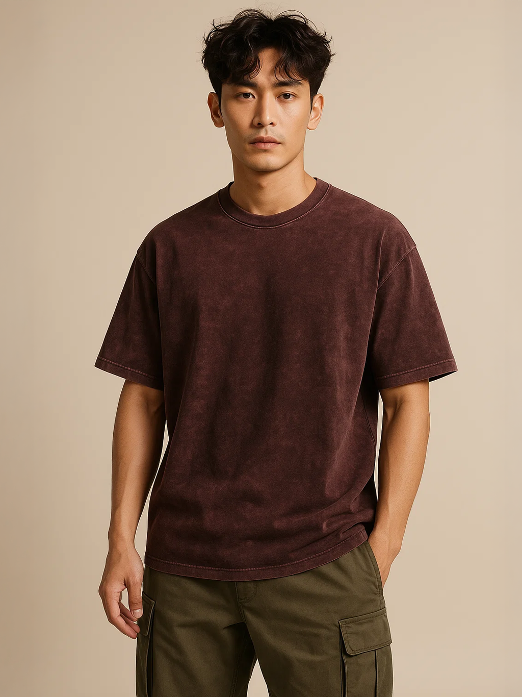 Maroon Acid Washed Oversized T-Shirt HYPEFUSION