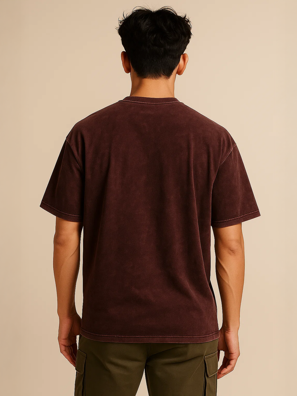 Maroon Acid Washed Oversized T-Shirt HYPEFUSION