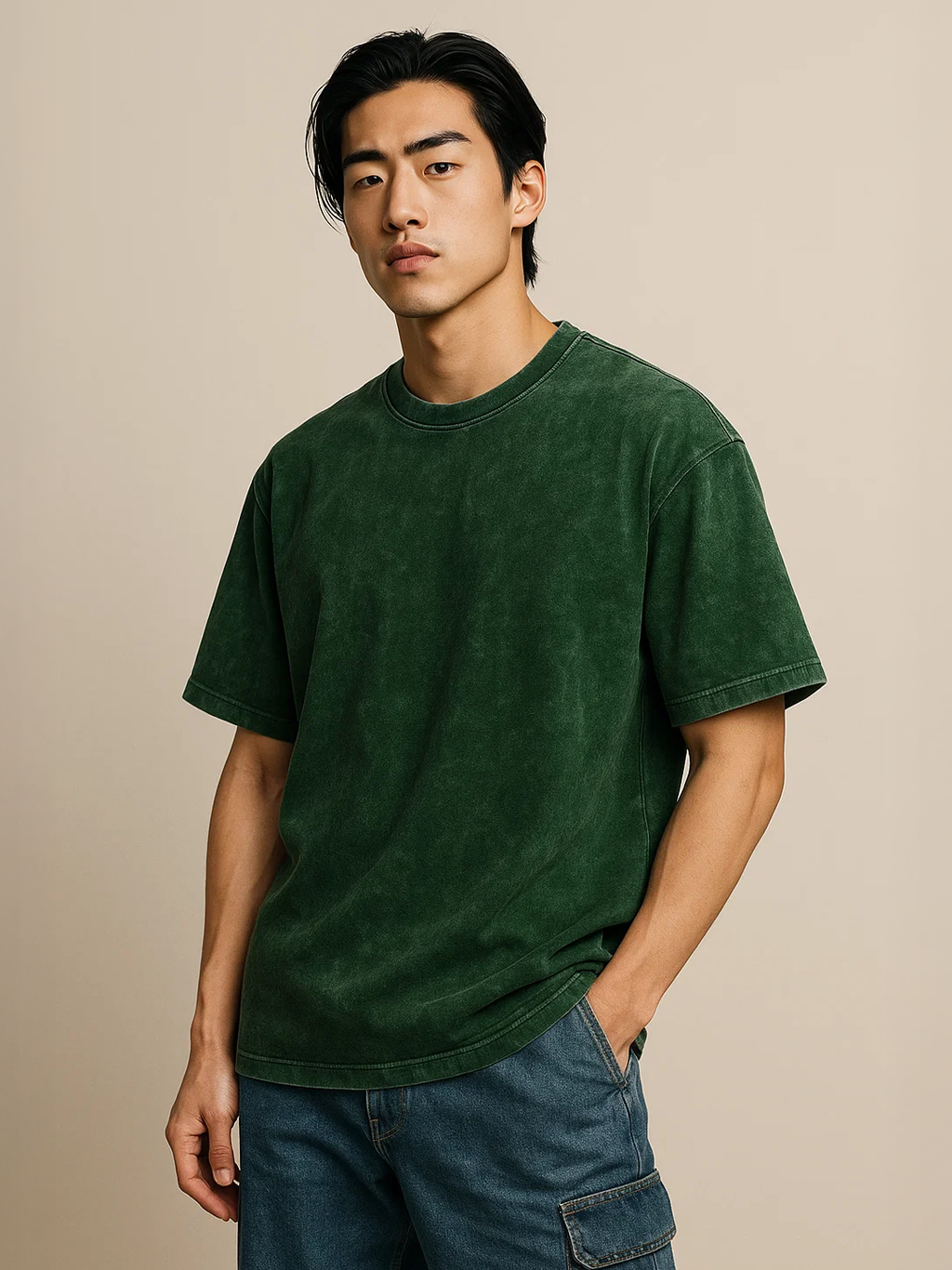 Green Acid Washed Oversized T-Shirt HYPEFUSION