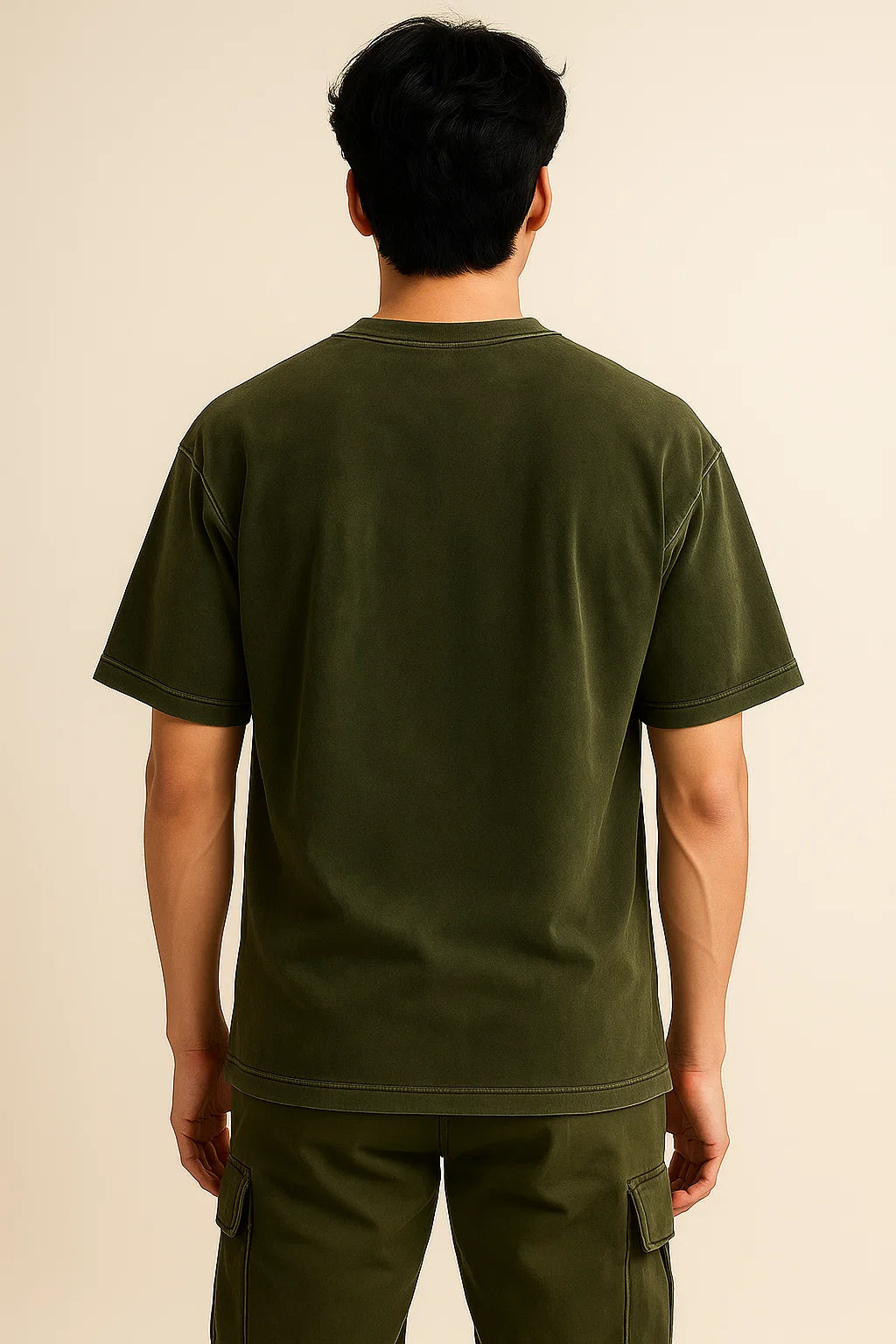Olive Green Acid Washed Oversized T-Shirt HYPEFUSION